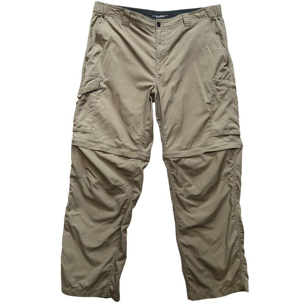 Columbia Mens Convertible Cargo Pants Omni Shade Ripstop Zip Off Leg 38x30 Beige